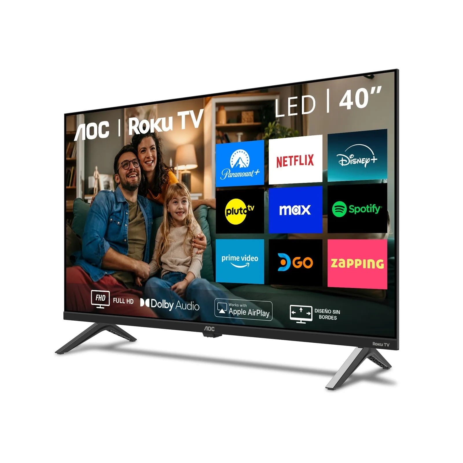 Smart TV AOC 40 Pulgadas LED FHD Roku TV 40S5045 - Compatible con Alexa, Google Home, Airplay