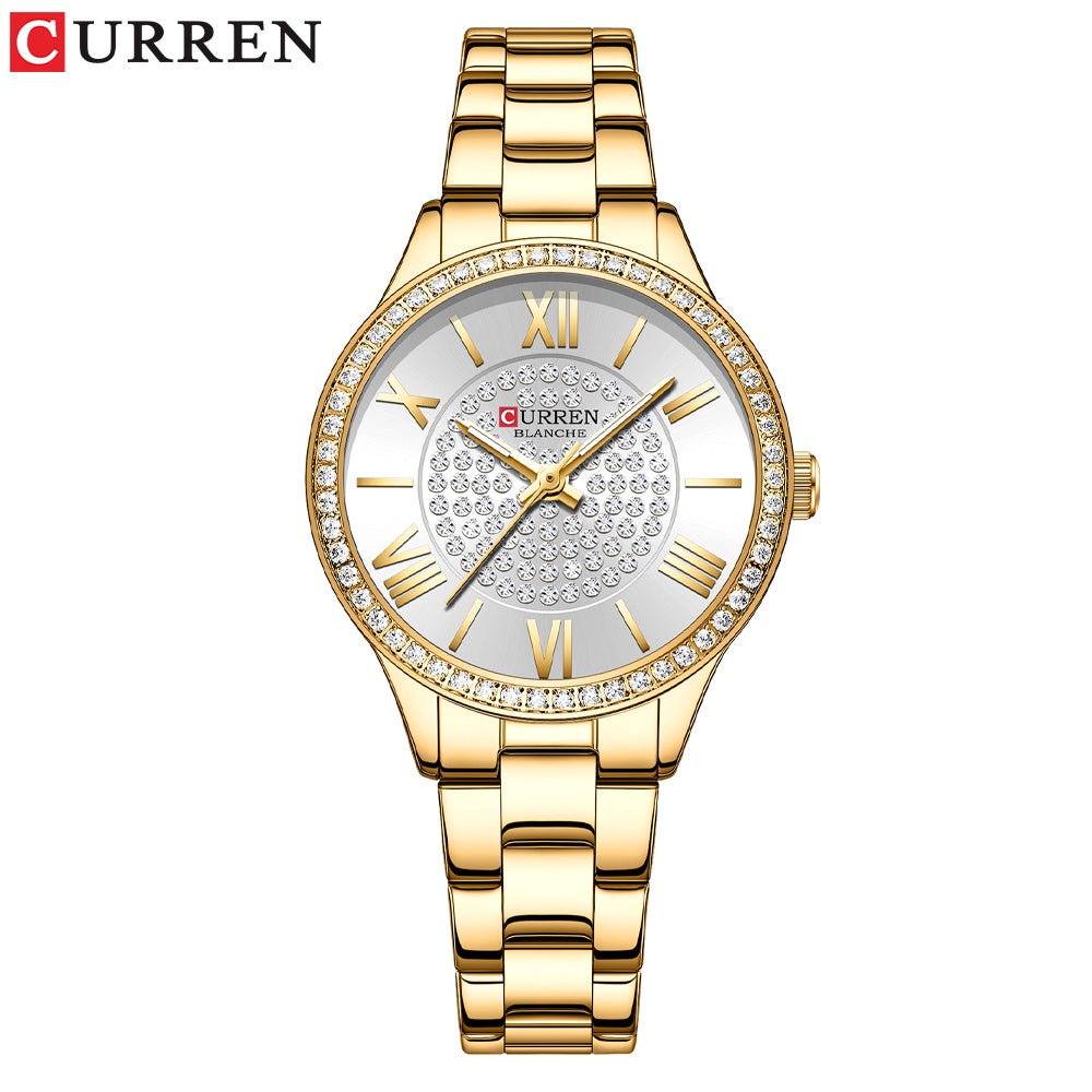CURREN Women's Watch Original Brand Luxury Diamond Casual Business Quartz Stainless Steel Waterproof 9084 X No Box