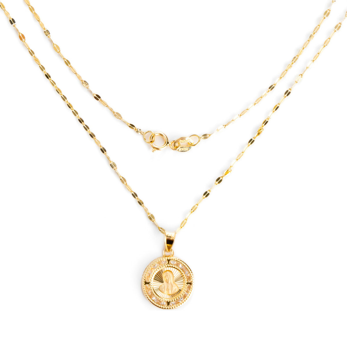 14k Gold National Medal Necklace of the Virgin Mary's Face