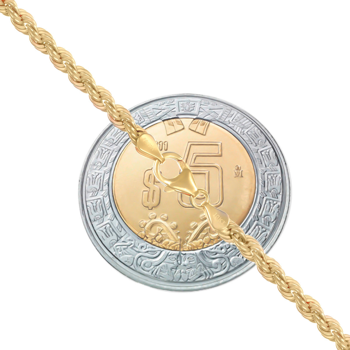 14k Italian Gold Hollow Twisted Chain, 3.2mm Gauge, 60cm