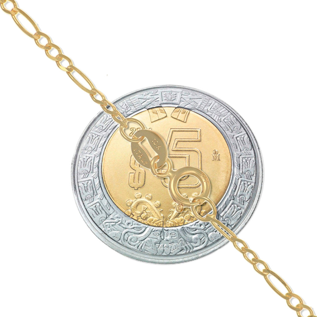 Solid 14 Carat Italian Figaro Chain 2mm, 45cm
