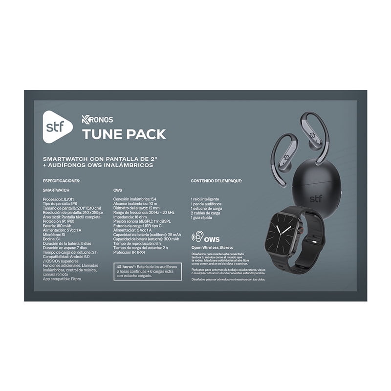 Stf Kronos Tune Smartwatch Pack + Ows Headphones Black