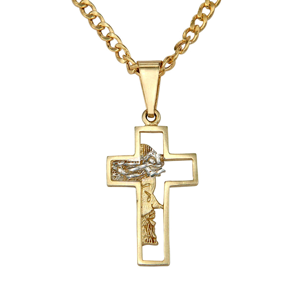 10k Gold Cross Necklace with Christ's Face