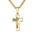 10k Gold Cross Necklace with Christ's Face