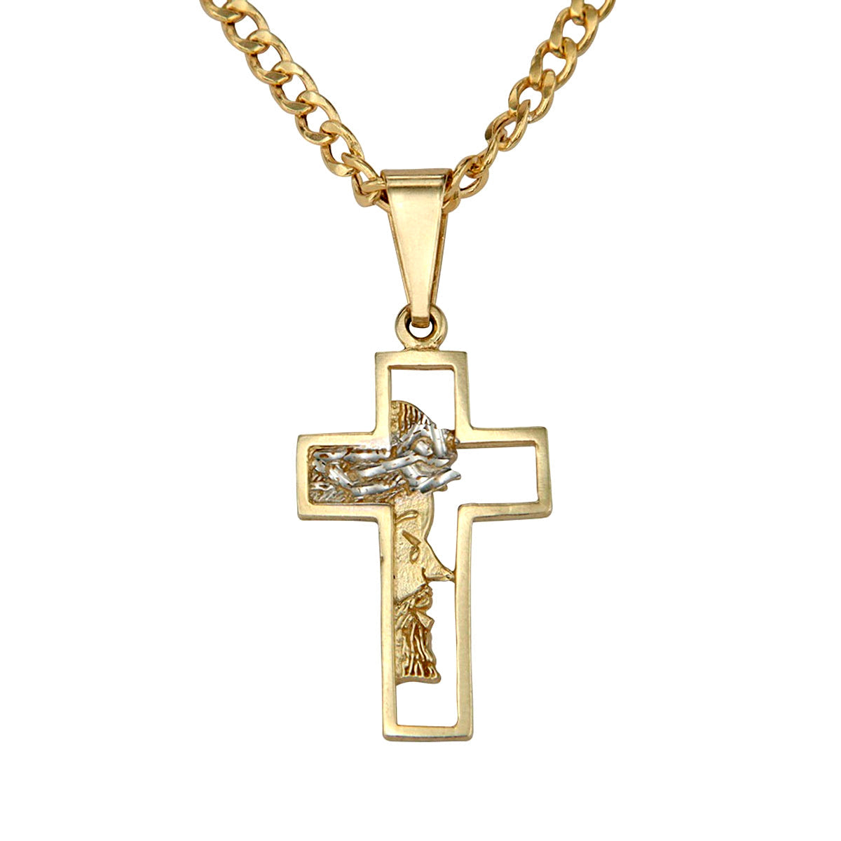 10k Gold Cross Necklace with Christ's Face