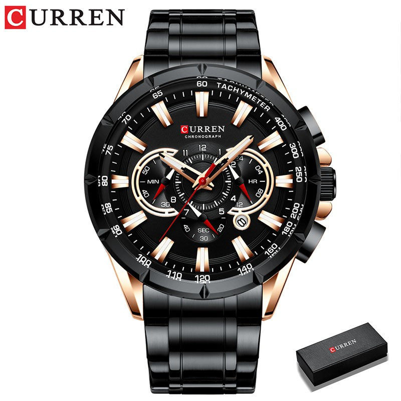 Curren Men's Luxury Brand Chronograph Stainless Steel Quartz Watch Date Fashion Business Wristwatch Male Watch 8363 s