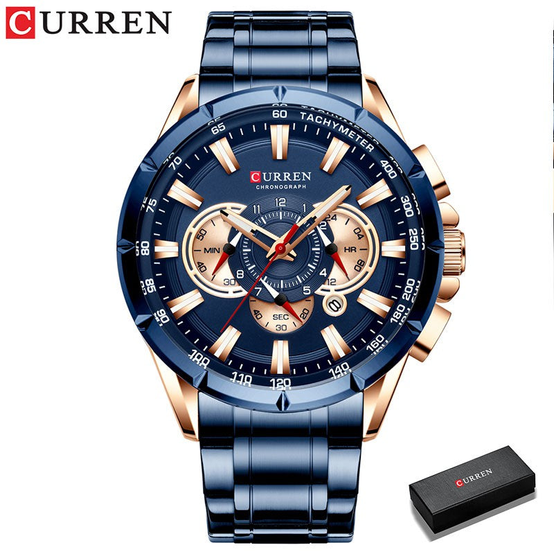 Curren New Quartz Watch with Sport Chronograph in Stainless Steel Curren New Quartz Watch with Luminous Hands 8363