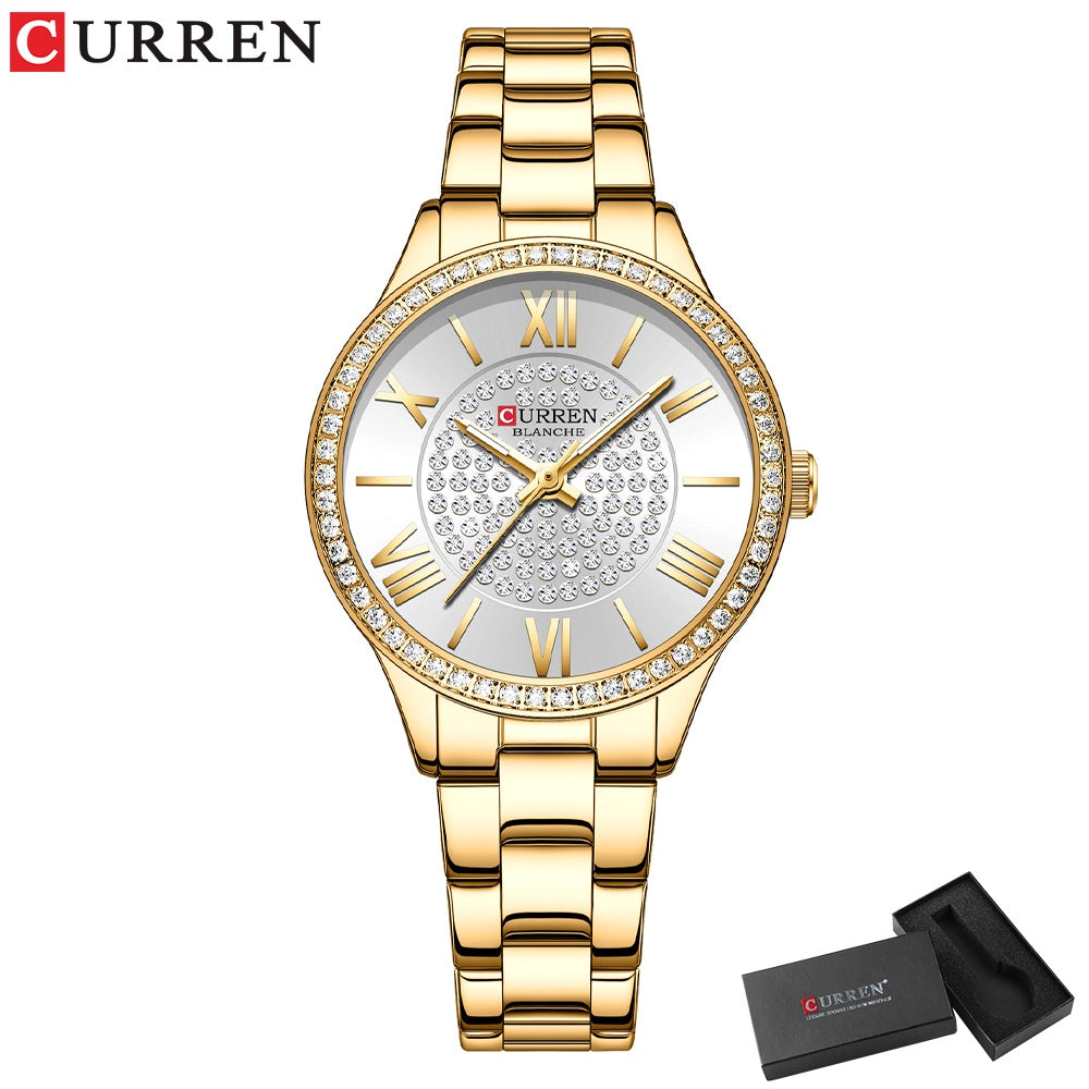 CURREN Women's Watches Original Brand Fashion Casual Sports Quartz Stainless Steel Waterproof 9084