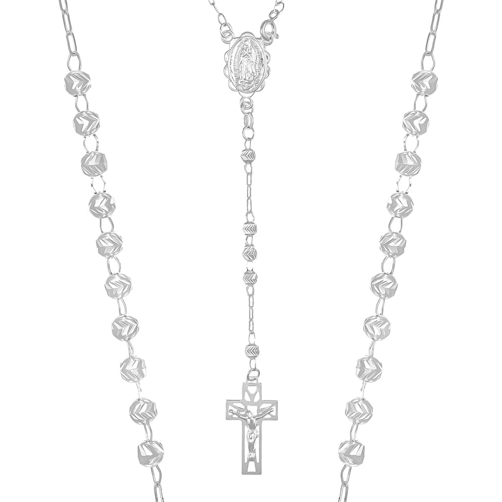 925 Sterling Silver Rosary With 55 Cm Diamond Ball