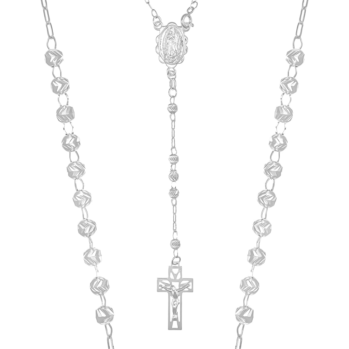 925 Sterling Silver Rosary With 50 Cm Diamond Ball