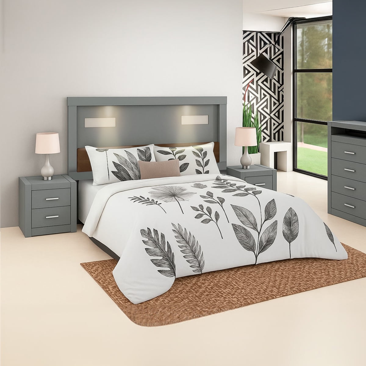 Ontario 3-piece bedroom set, Atlas of Rest, Walnut color