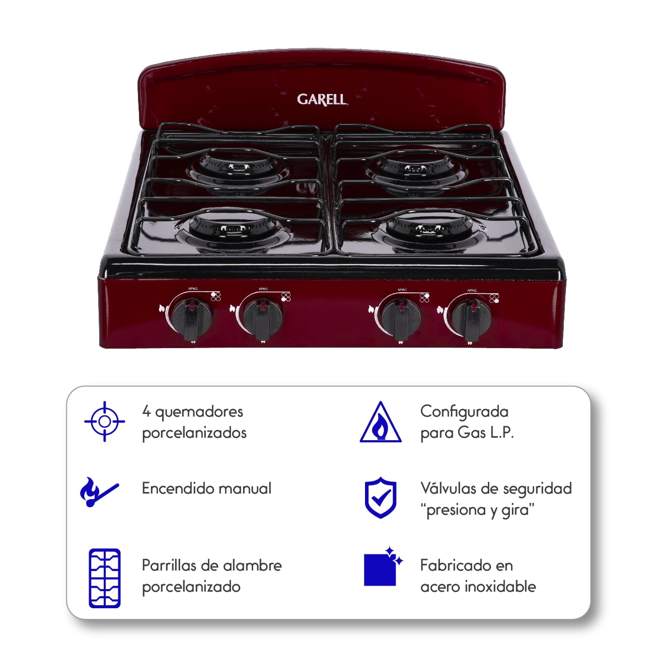 Garell PM4Q-T 4 Burner Gas Tabletop Grill Stove