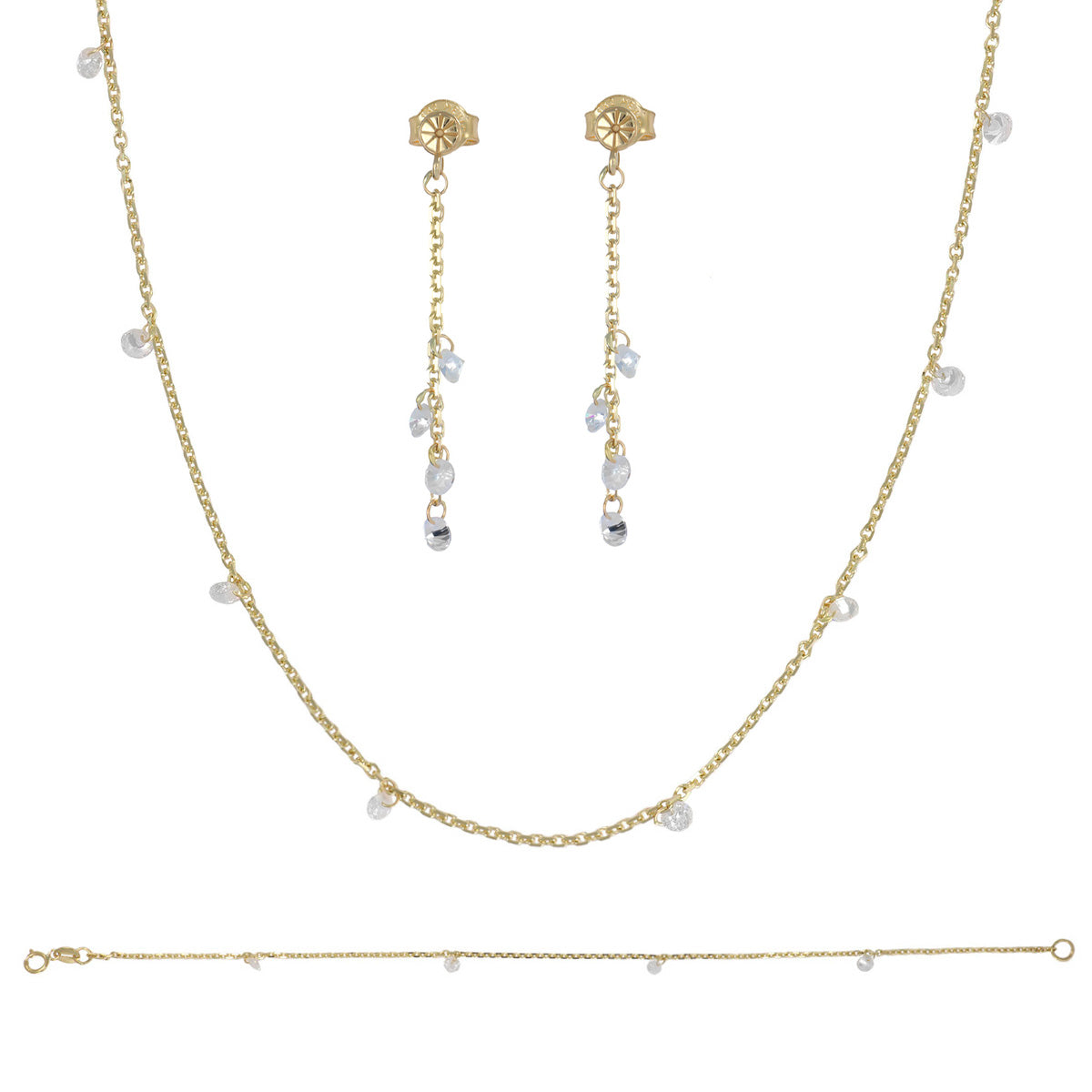 Women's 14k Gold Earrings, 42mm with Cubic Zirconia Stone