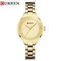 Curren Women's Stainless Steel Watch with Gold Strap, Luxury Fashion, All-Match, Simple 9015 X