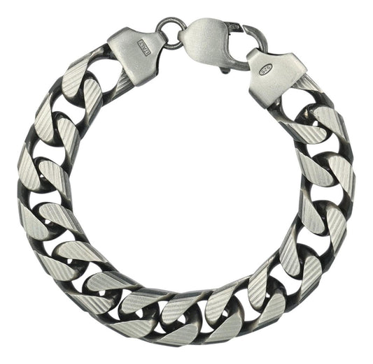 925 Sterling Silver Cuban Bracelet 19cm 10.7mm Gauge Italian