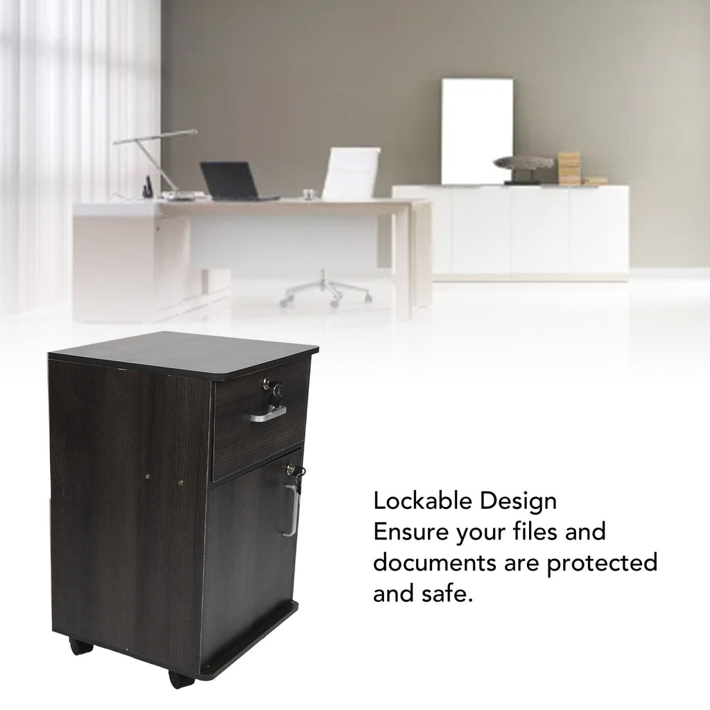 Mobile Filing Cabinet, Under-Desk Rolling Filing Cabinet with Locks and Wheels, Wooden Filing Cabinet for Home Office, 14.57 x 13.39 x 23.23 Inches, Easy to Assemble