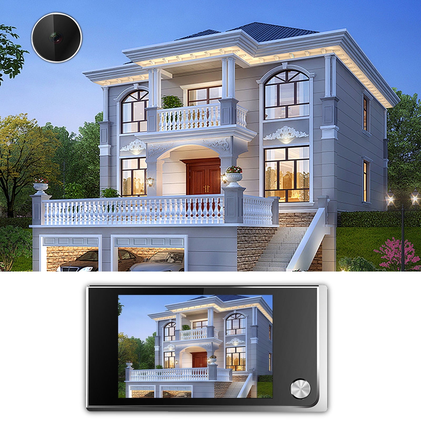 Discreet 3.5 Inch Security Camera with HD Night Vision Monitor, Real-Time Alerts, and Live View