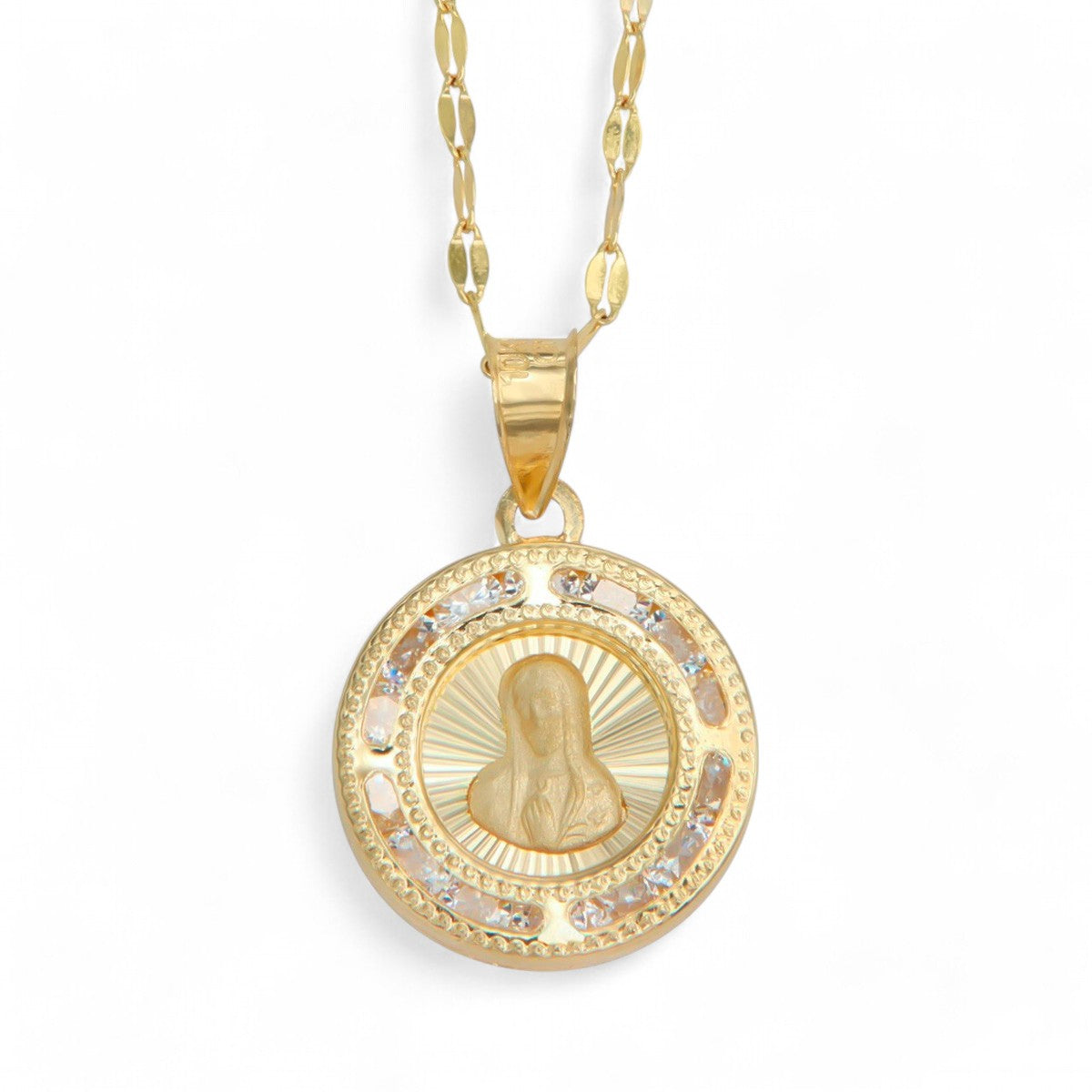 14k Gold National Medal Necklace of the Virgin Mary's Face