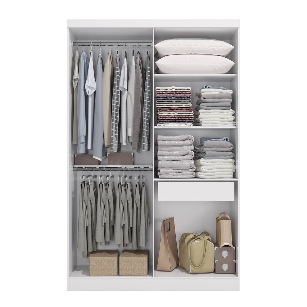 Kappesberg Single Wardrobe Closet with 4 Doors and 1 Drawer, White
