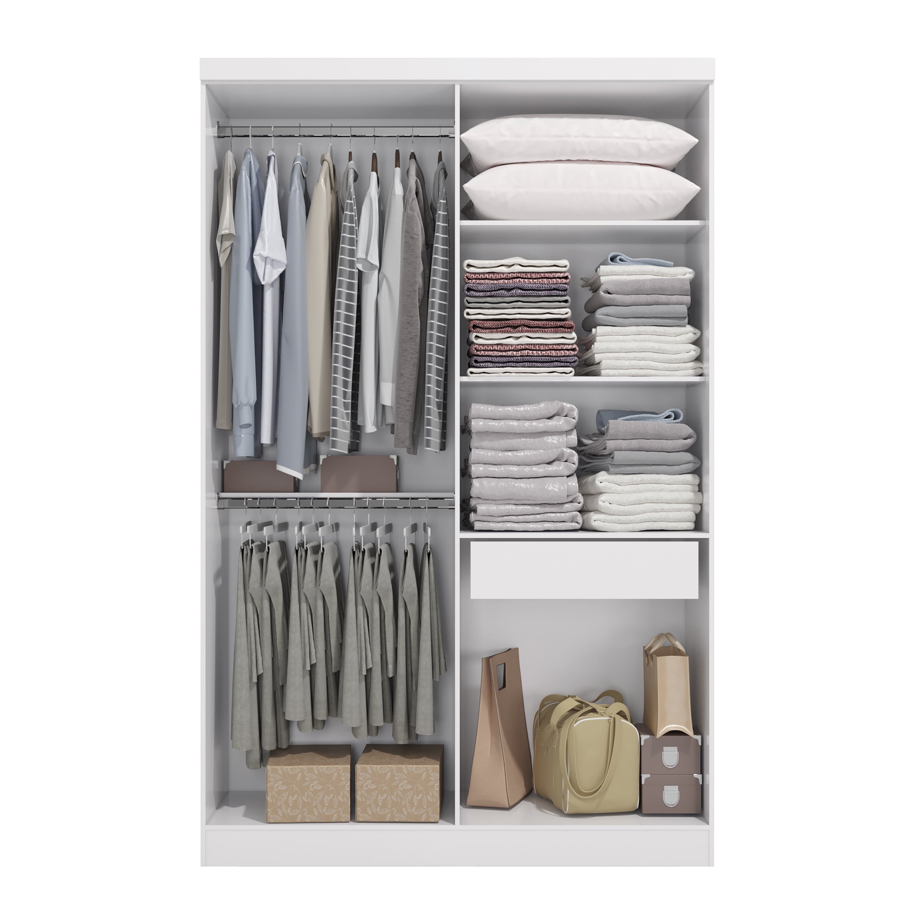 Kappesberg Single Wardrobe Closet with 4 Doors and 1 Drawer, White