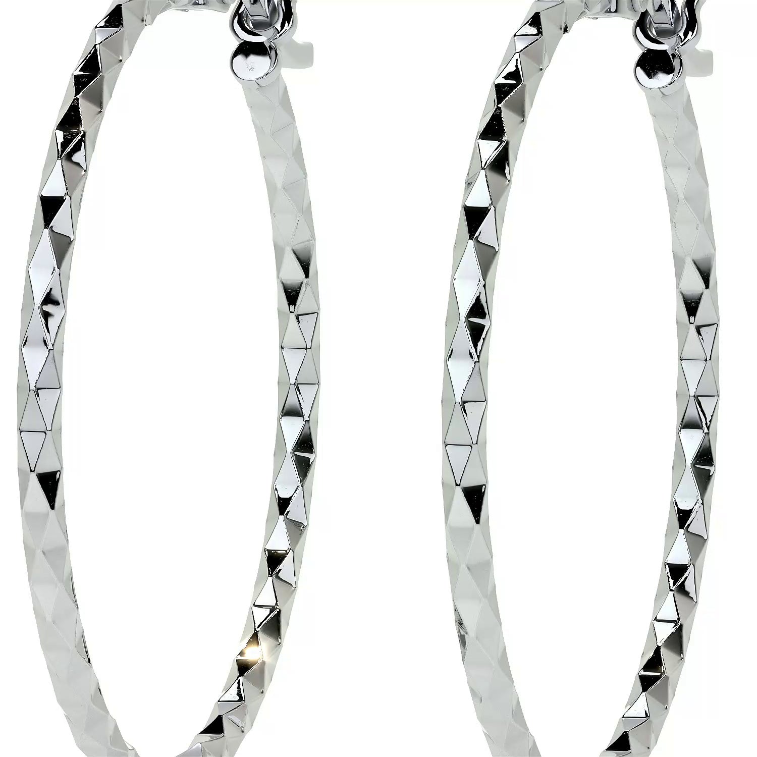925 Sterling Silver Diamond Hoop Earrings for Women with Confetti