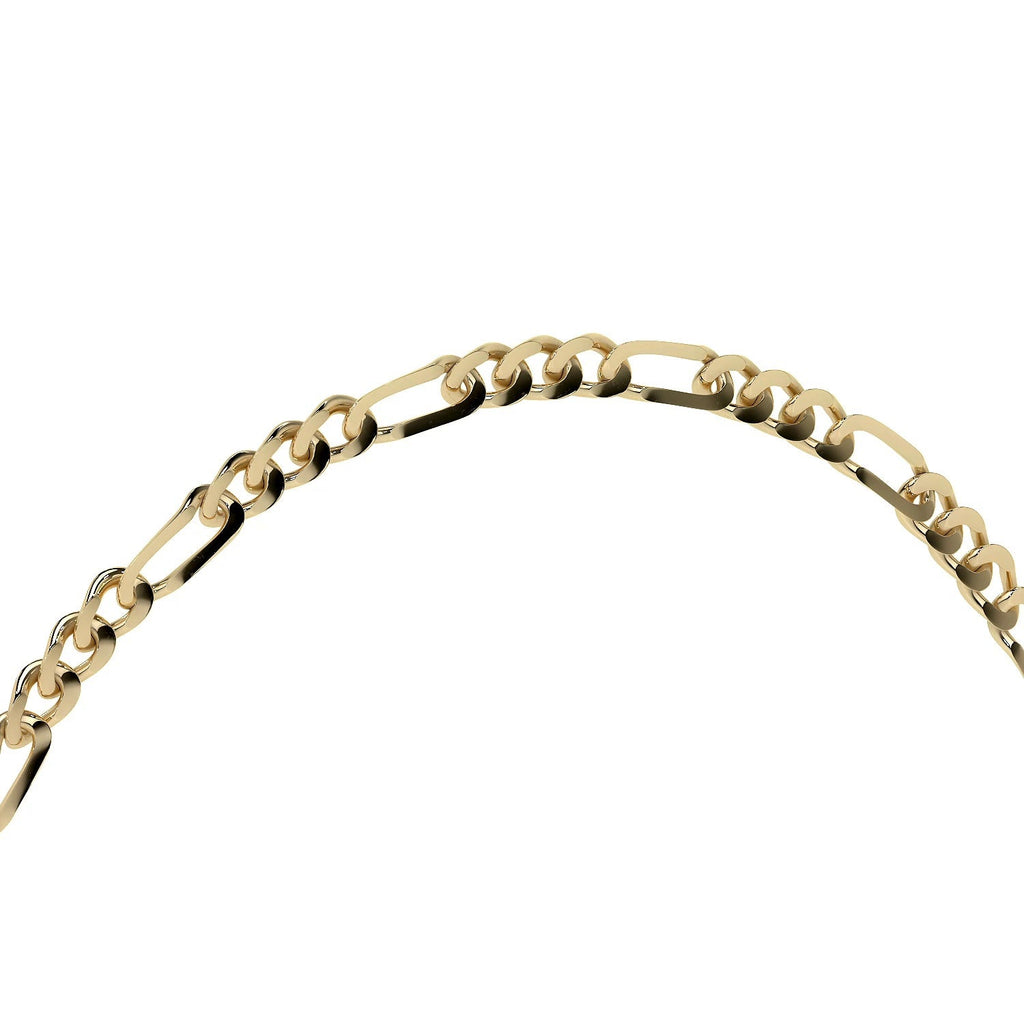 Italian Figaro Bracelet 3x1 Hollow Caliber 2.6 mm