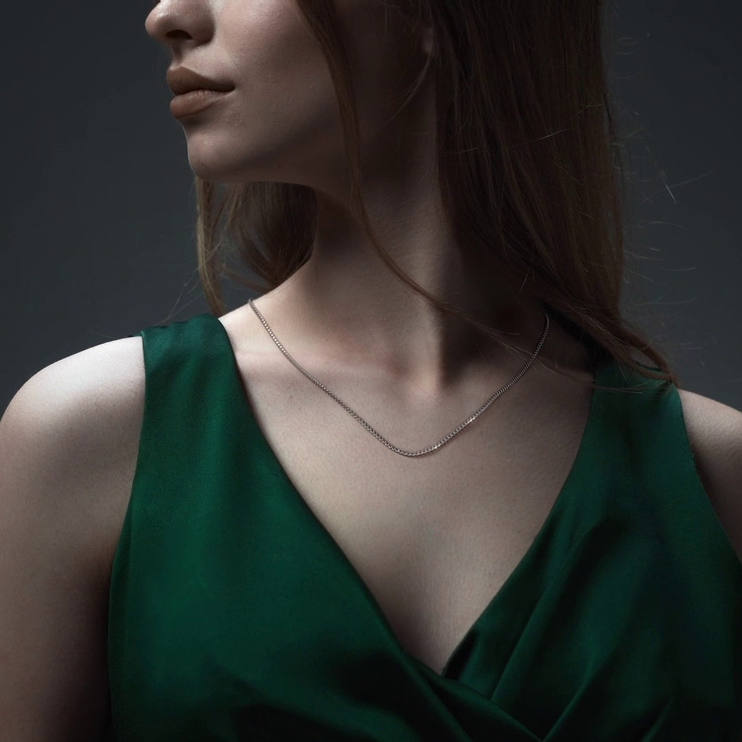 925 Sterling Silver Curb Chain, 3.2mm Gauge, in 5 Colors