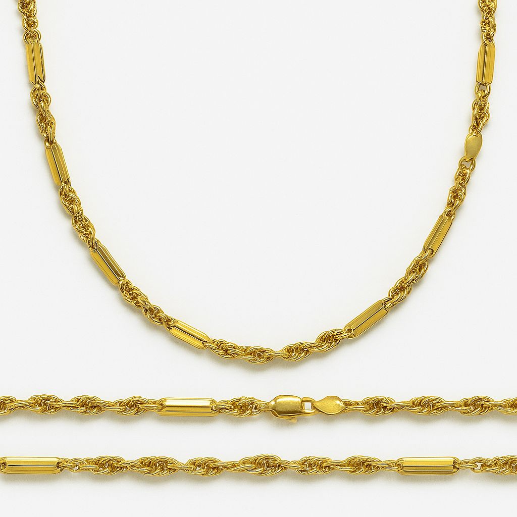 Italian Torsal Chain 3x1 Figaro 14k, 60cm, Gauge 3.0mm