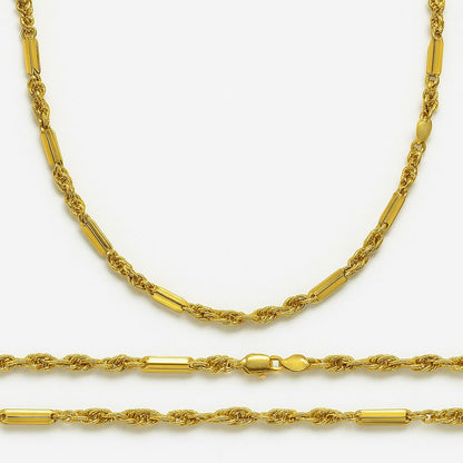 Italian Torsal Chain 3x1 Figaro 14k, 60cm, Gauge 3.0mm