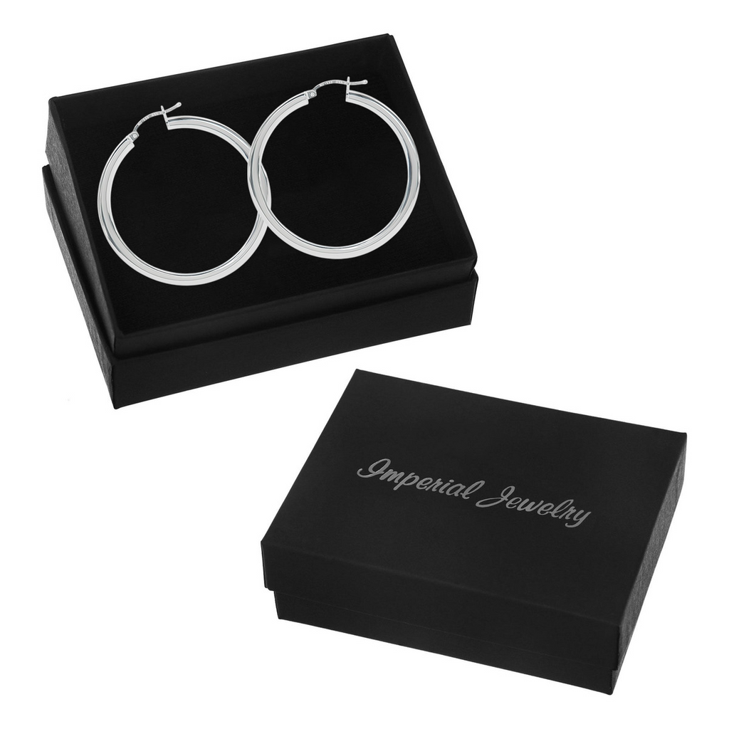 Sterling Silver 925 Hoop Earrings for Women with Oval Tube