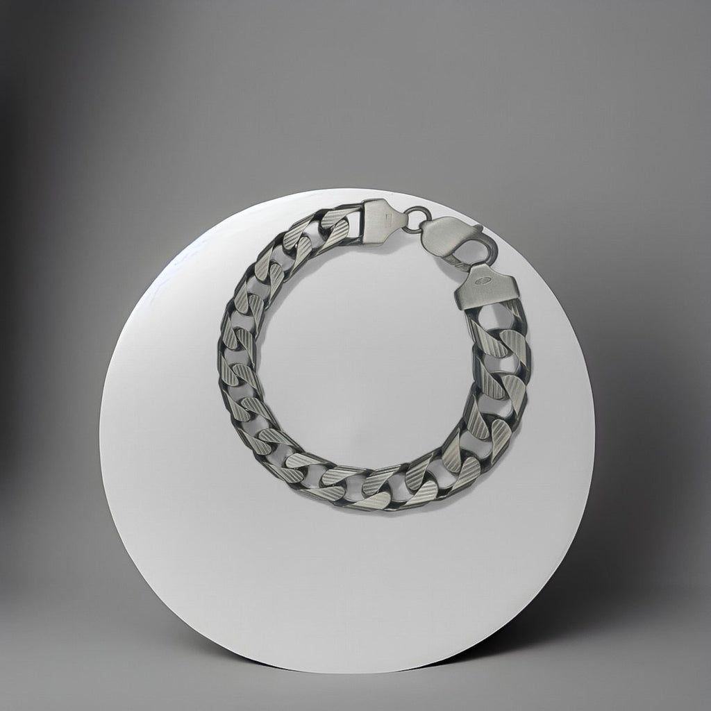 925 Sterling Silver Cuban Bracelet 20cm 10.7mm Gauge Italian