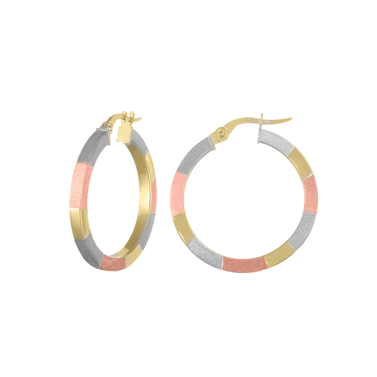 10k Gold Rectangular Tube Hoop Earrings in Three Colors