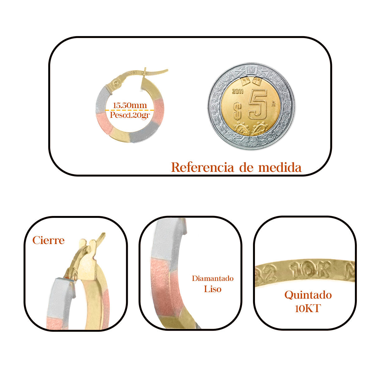 10k Gold Rectangular Tube Hoop Earrings in Three Colors