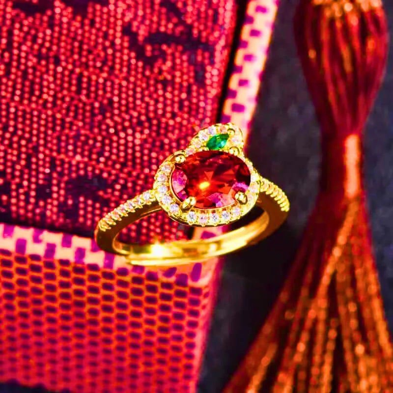 Copper Carrot Ring with Orange and Green Cubic Zirconia by Calenbi