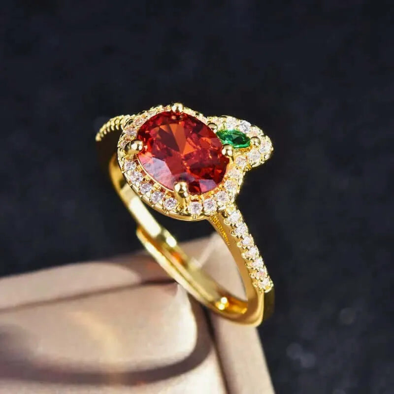 Copper Carrot Ring with Orange and Green Cubic Zirconia by Calenbi