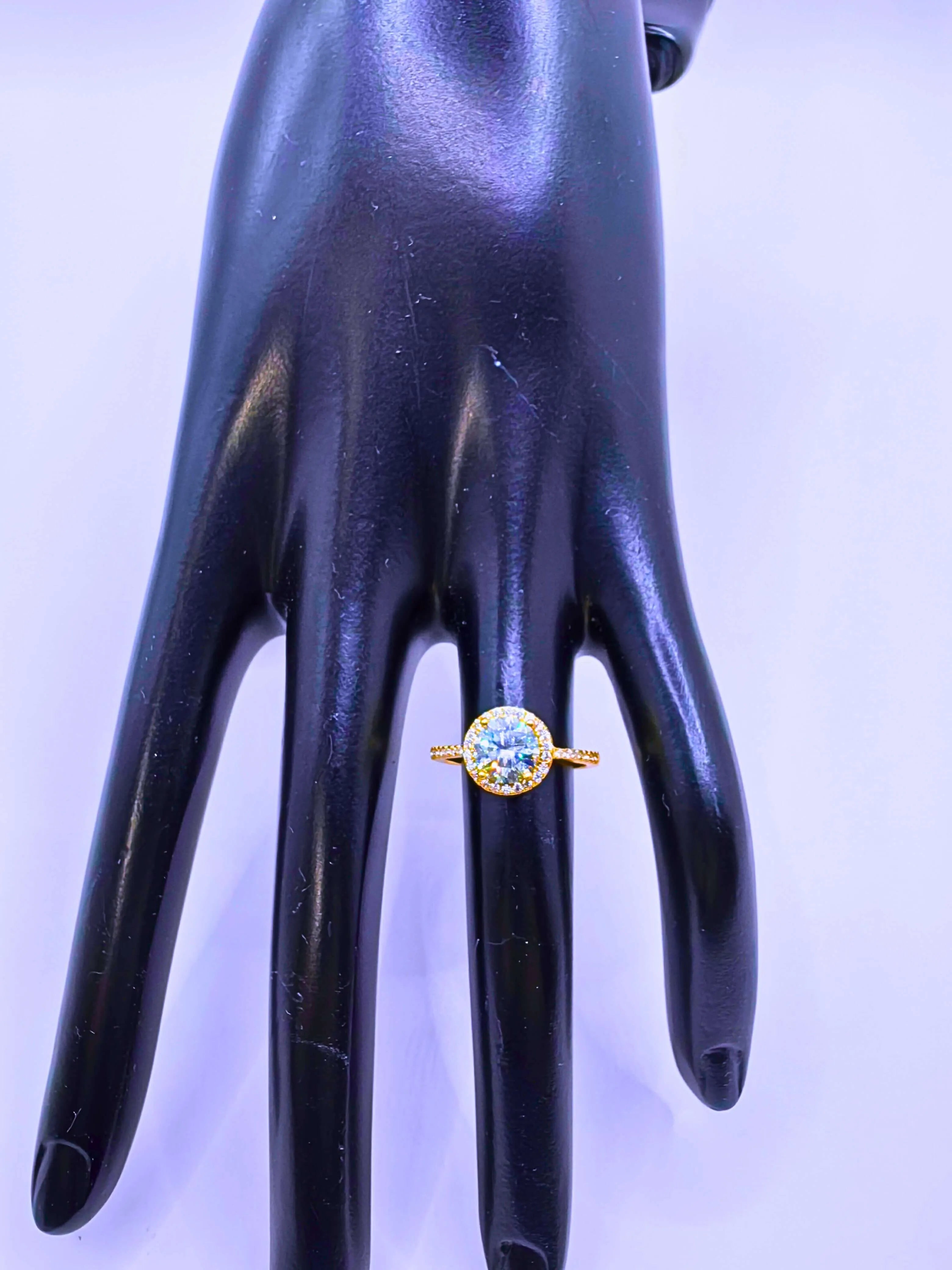 S925 Sterling Silver "Engagement" Ring MOISSANITE 14k Gold Plated Calenbi