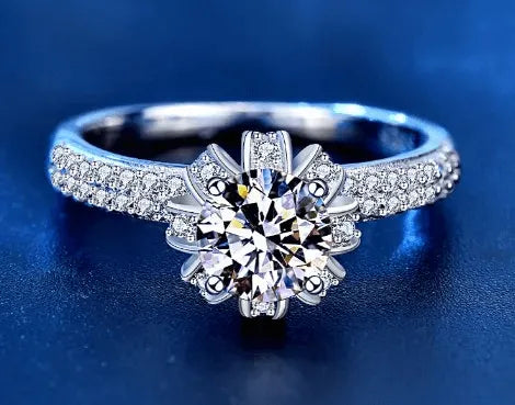 925 Sterling Silver "Engagement 1" Ring with Moissanite, Closed, Calenbi