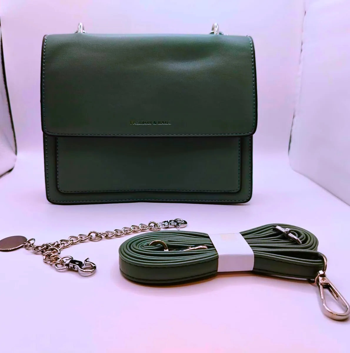 Calenbi Small Green Leather Shoulder Bag