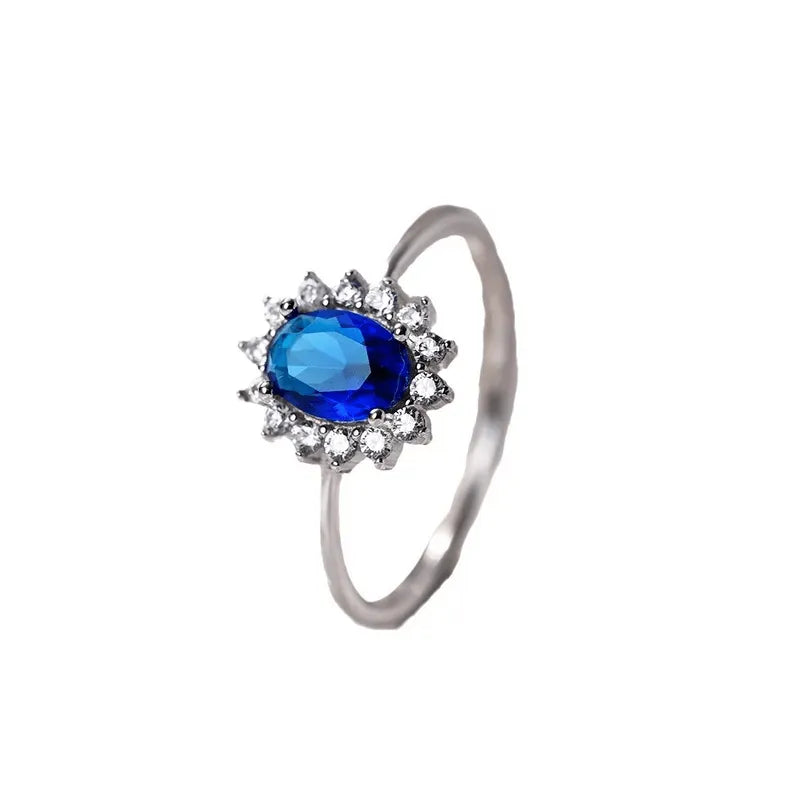 Anillo S925 Ley "Renacer Espiritual" Circonita Cubica Azul Calenbi