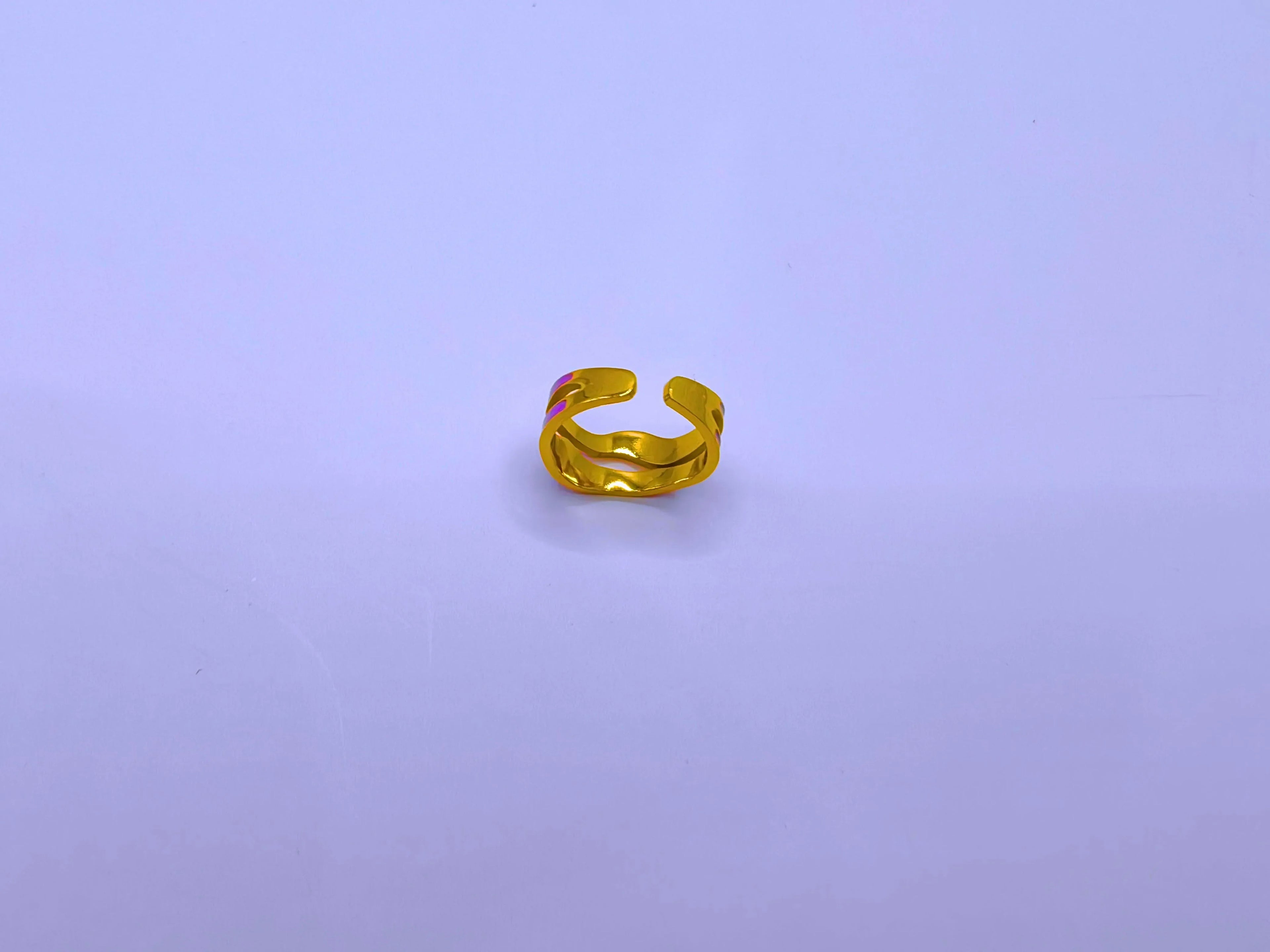 Stainless Steel Ring with Black Epoxy Coating and 10k Gold Plating by Calenbi