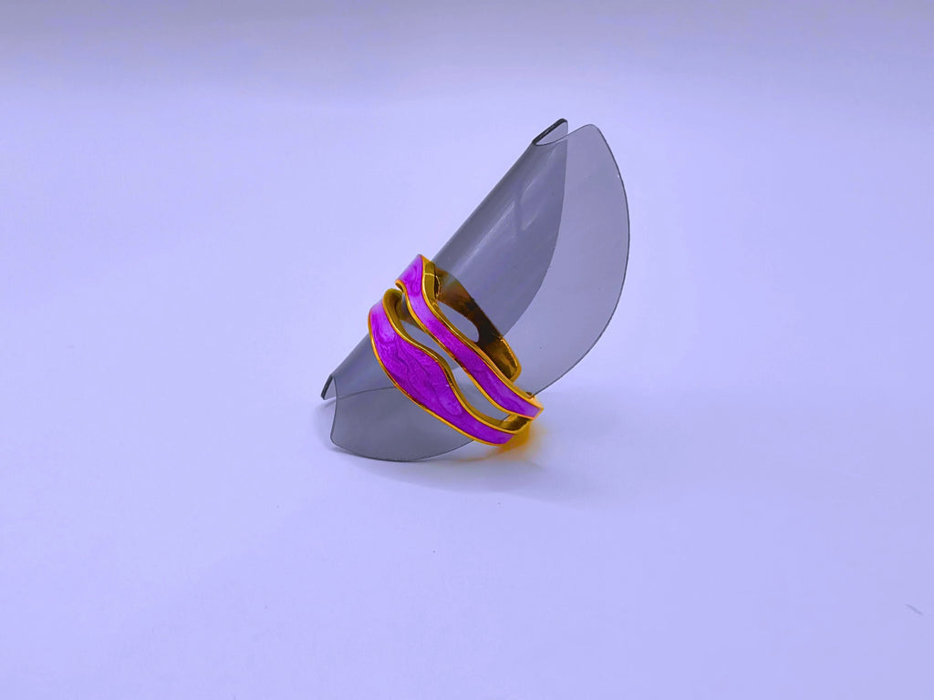 Stainless Steel Ring with Black Epoxy Coating and 10k Gold Plating by Calenbi