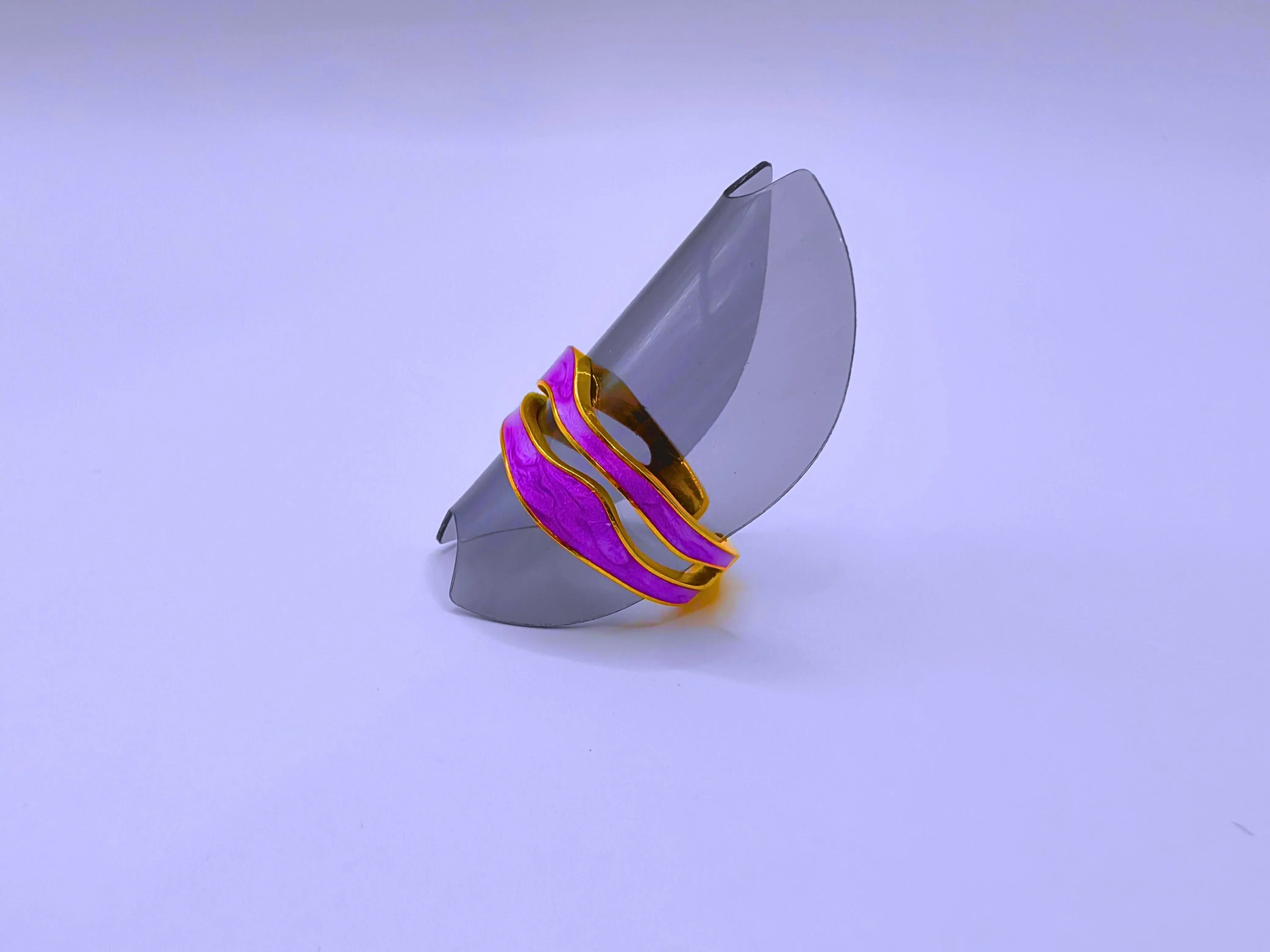 Stainless Steel Ring with Black Epoxy Coating and 10k Gold Plating by Calenbi