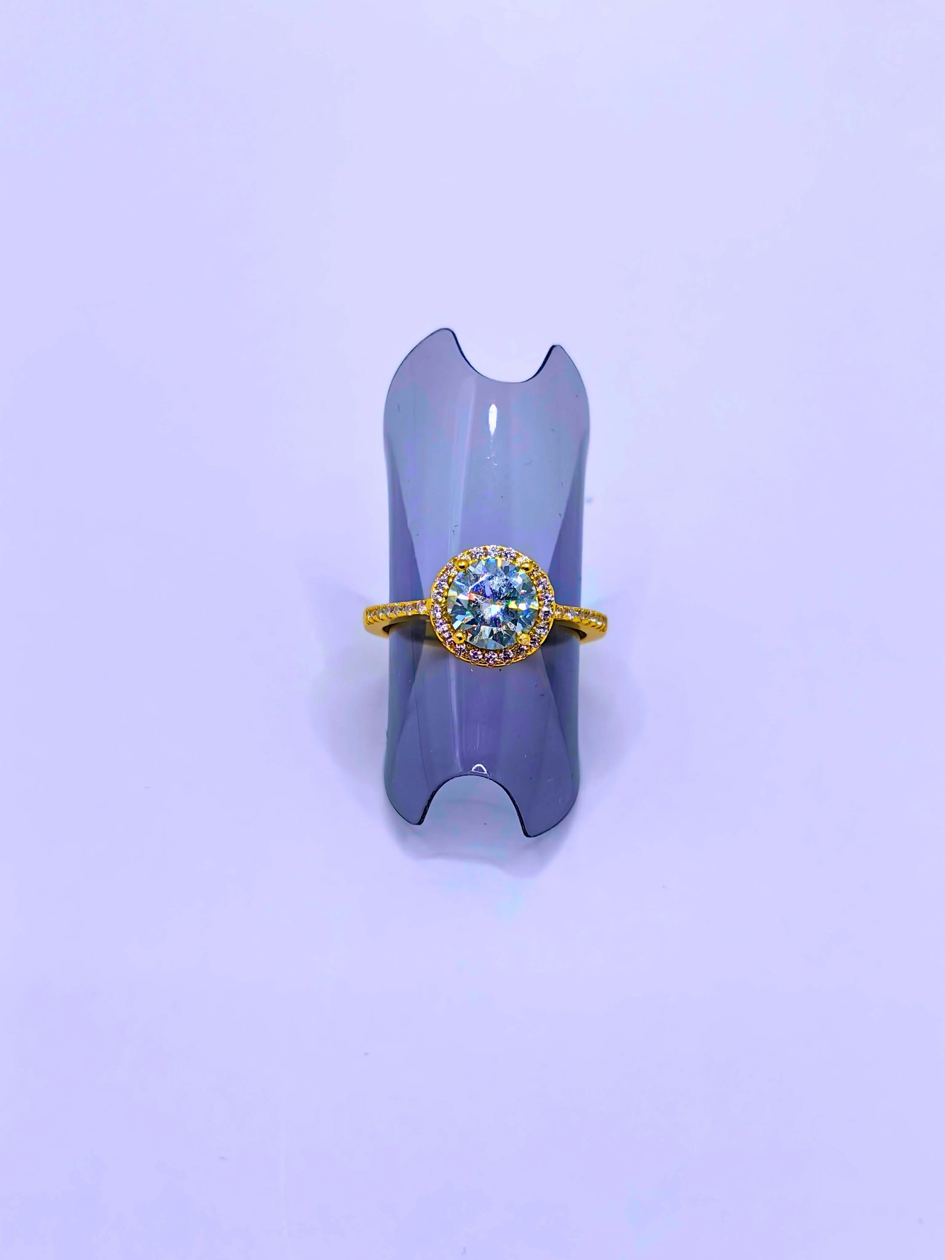 S925 Sterling Silver "Engagement" Ring MOISSANITE 14k Gold Plated Calenbi