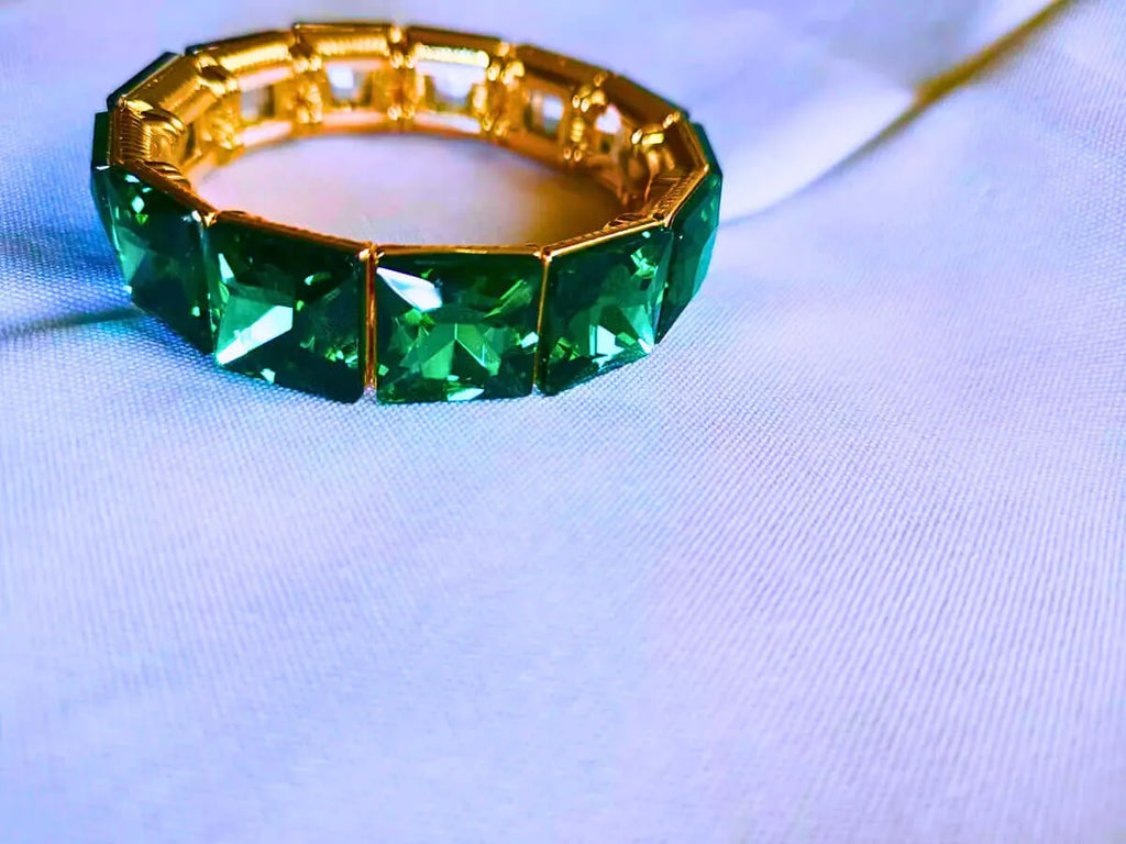 Brazalete Cobre Circonita Cubica Colores Elástica Dorado Calenbi