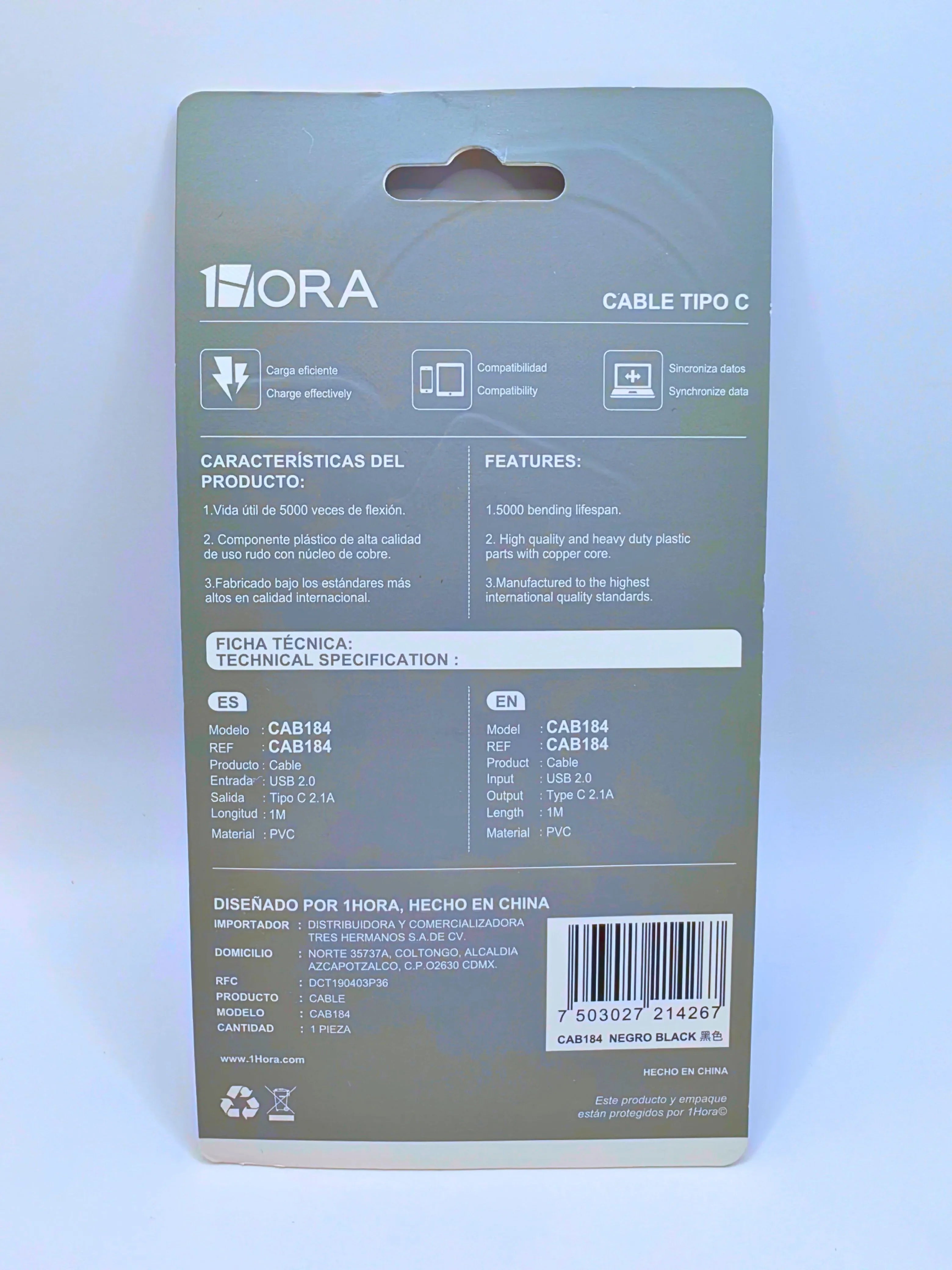 CAB184 - Type "C" Data Charging and Synchronization 2M 2.1A