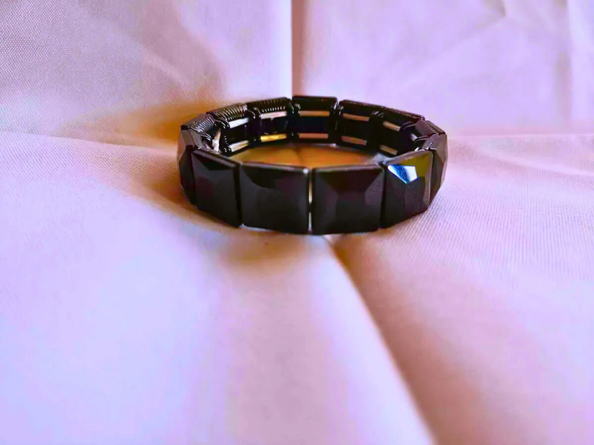 Copper Bracelet with Cubic Zirconia, Colorful Elastic Gold Color, Calenbi