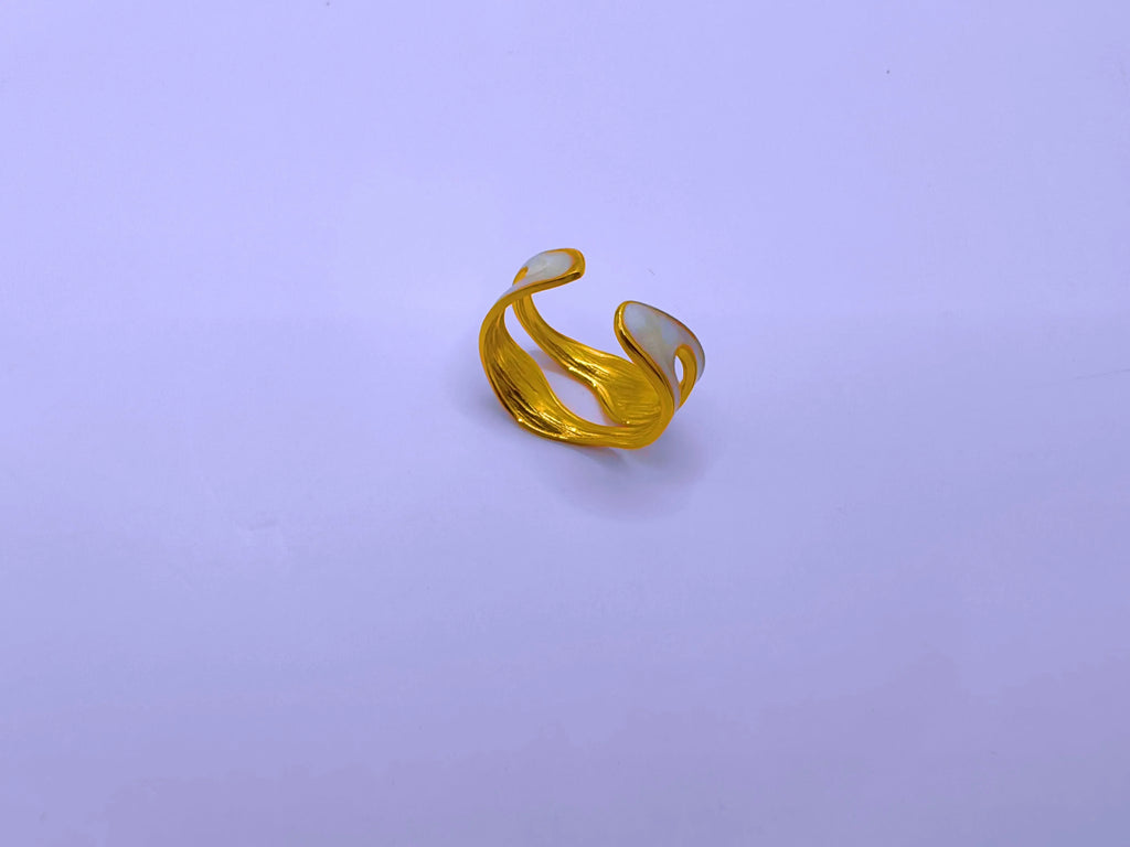 Stainless Steel Ring with Black Epoxy Coating and 10k Gold Plating by Calenbi