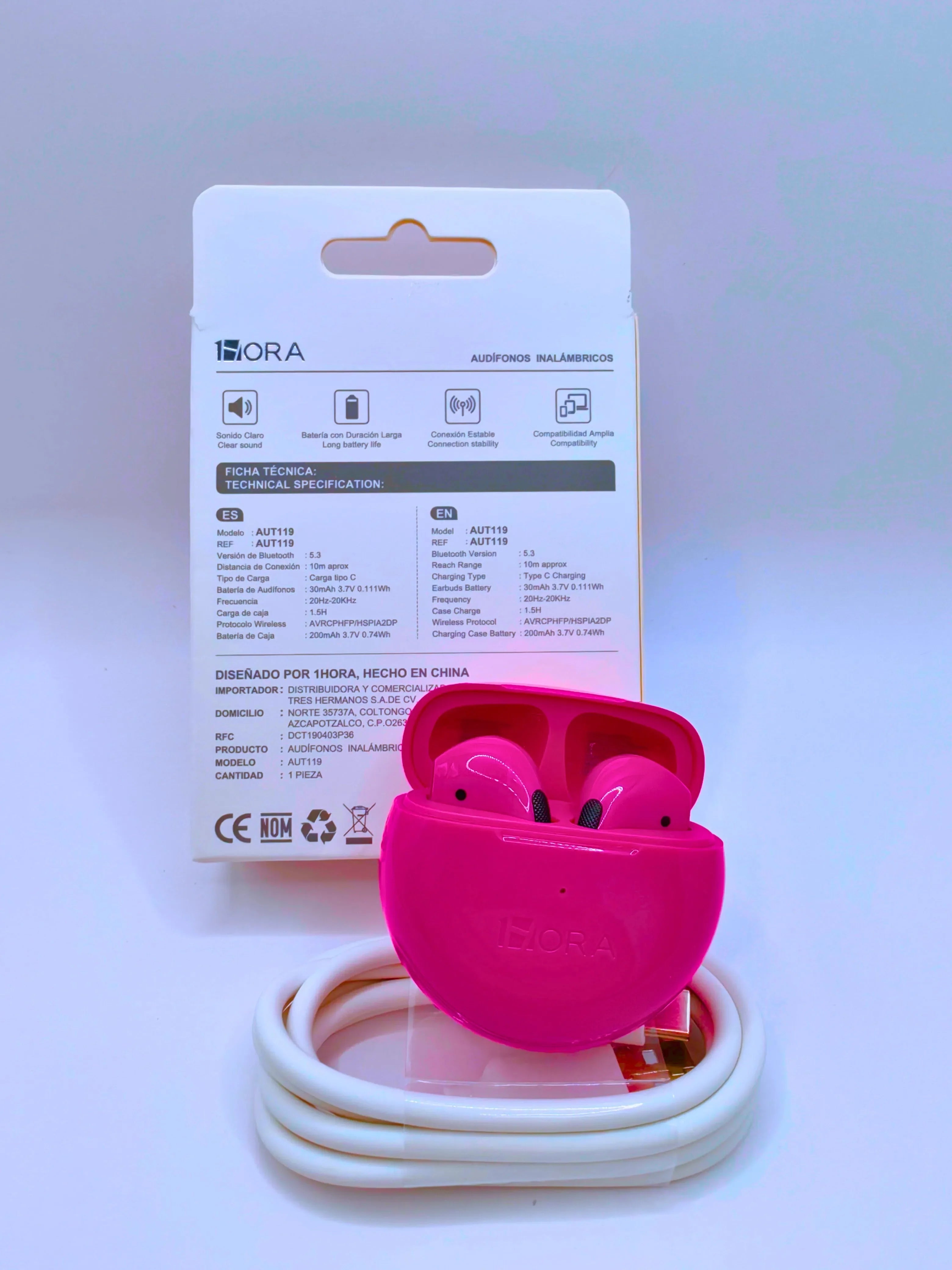 AUT119 - Portable Wireless Headphones, Various Colors, 1 Hour