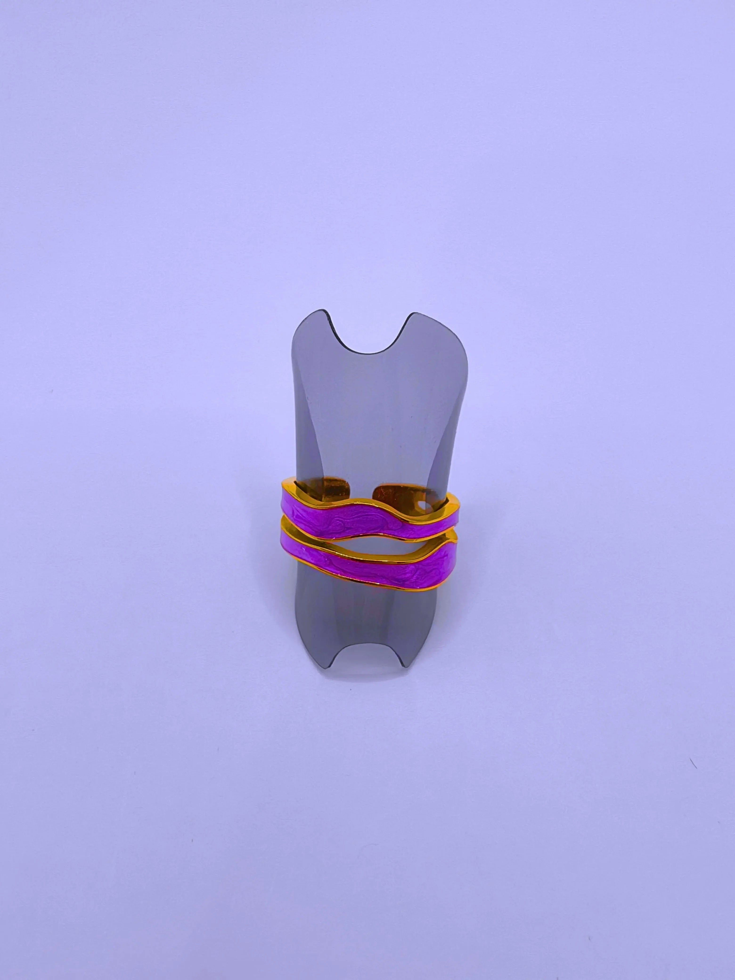 Stainless Steel Ring with Black Epoxy Coating and 10k Gold Plating by Calenbi