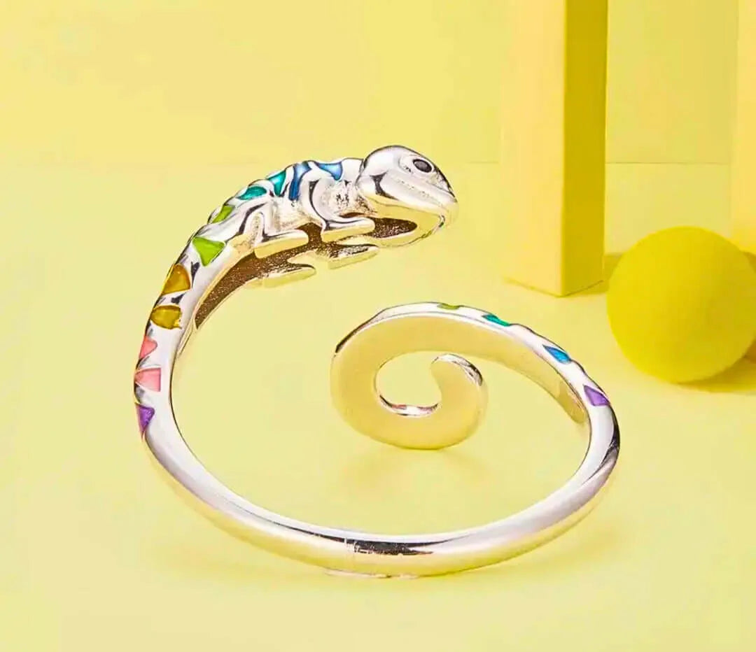 S925 Sterling Silver "Chameleon" Adjustable Epoxy Resin Ring by Calenbi